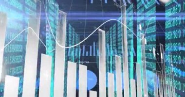 İstatistik ve finansal veri işleme animasyonu. iş, finans ve veri işleme kavramı dijital olarak oluşturulmuş video.