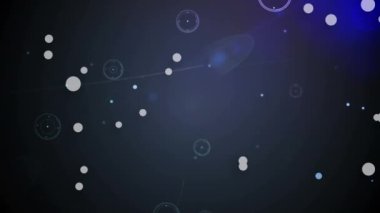 Birden fazla noktanın dijital animasyonu ile mavi arkaplandaki ışık noktası arasındaki bağlantıların karşılaştırılması. küresel ağ ve teknoloji kavramı