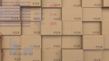 Depodaki teslimat kutularına karşı istatistiksel veri işleme. lojistik ve ulaşım sektörü kavramı