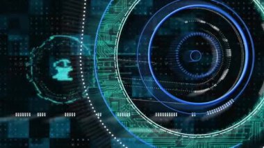 Dijital simge ve arayüz taraması animasyonu. dijital arayüz, iletişim ve teknoloji konsepti dijital olarak oluşturulmuş video.