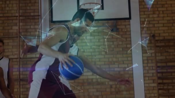 Animation Världen Över Basketspelare Gymmet Globalt Koncept För Sport Fitness — Stockvideo