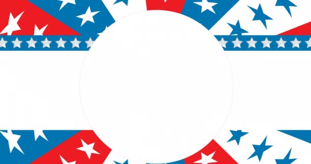 Animace Modrého Kruhu Nad Americkými Vlajkovými Hvězdami Pruhy Pozadí Patriotismus — Stock video