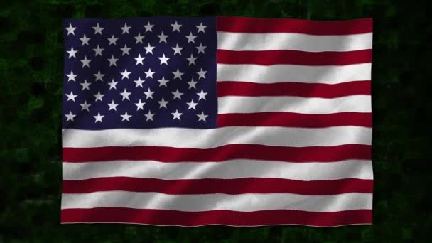 アメリカ国旗のアニメーションが黒を背景に動いている 愛国心とお祝いのコンセプトをデジタルで — ストック動画