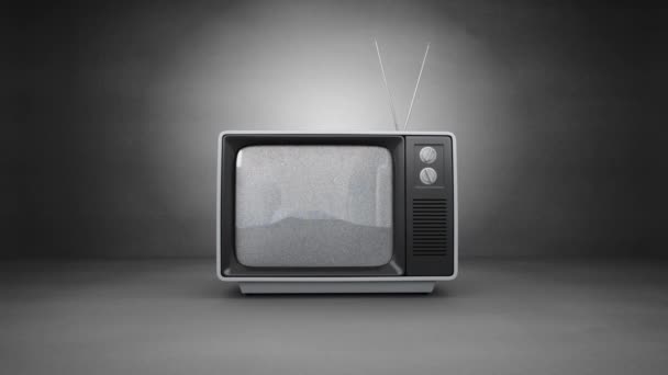 Animacja Pasma Dna Wirującego Ekranie Telewizora Retro Koncepcja Nauki Badań — Wideo stockowe