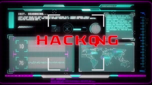 Animering Cyberattack Varning Och Databehandling Gränssnittet Digitalt Gränssnitt Kommunikation Och — Stockvideo
