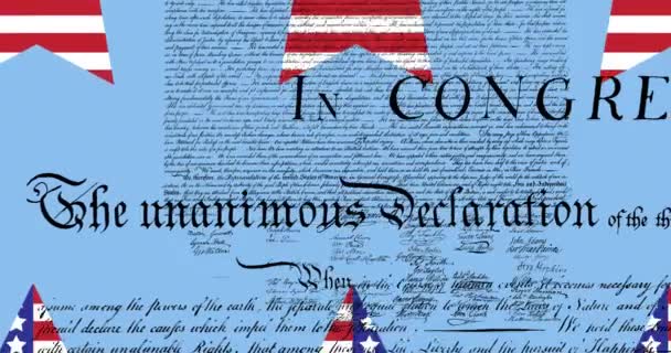 Animação Estrelas Bandeira Americana Camada Azul Sobre Texto Constituição Americana — Vídeo de Stock