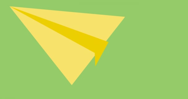 Animation Paper Plane Icon Moving Green Background School Education Study — Stock Video