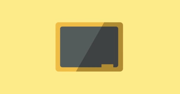 Animation Board Icon Moving Yellow Background School Education Study Concept — Stock Video