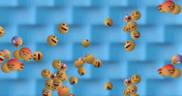 Animación Los Iconos Emoji Las Redes Sociales Volando Sobre Fondo — Vídeos de Stock