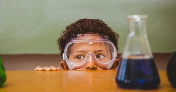 Animación Texto Regreso Escuela Sobre Colegial Vasos Precipitados Escuela Educación — Vídeos de Stock