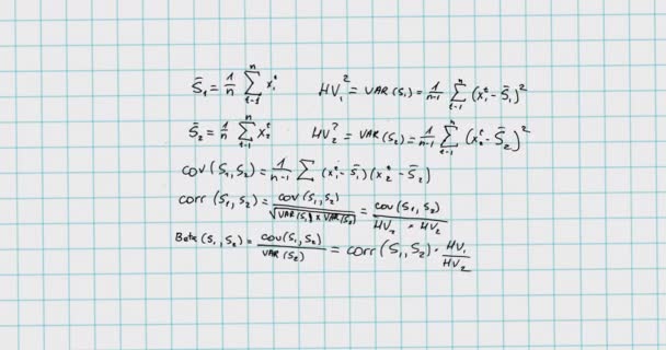 Animación Ecuaciones Matemáticas Moviéndose Sobre Fondo Blanco Escuela Educación Estudio — Vídeos de Stock