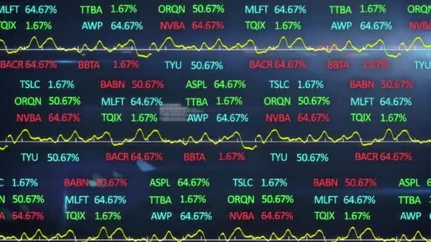 Animación Digital Del Procesamiento Datos Del Mercado Valores Sobre Puntos — Vídeos de Stock