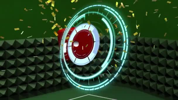 ゲームボード上のチップを再生してコンフェッティのアニメーション スコープスキャン ギャンブル カジノの概念をデジタルで生成したビデオ — ストック動画