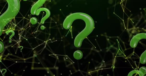 Animación Interrogantes Verdes Sobre Redes Conexiones Medicina Ciencia Investigación Interfaz — Vídeos de Stock