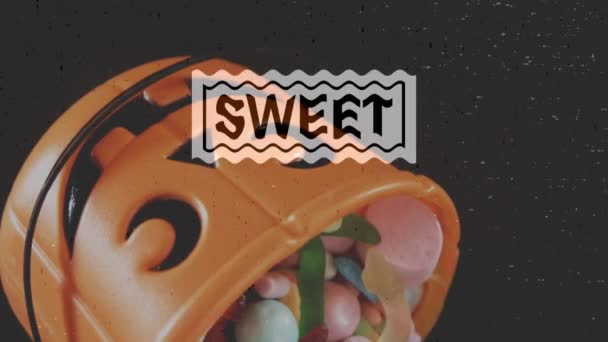 Animation Texte Sucré Sur Bonbons Halloween Concept Médias Sociaux Communication — Video