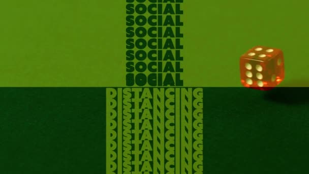 Animation Social Distancing Text Two Dice Green Background Social Distancing — Stock Video