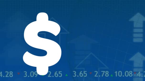 Animation Dollar Sign Filling Blue Financial Data Processing Global Finance — Stock Video