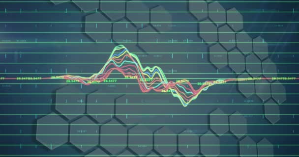 Animace Statistik Zpracování Dat Šedém Pozadí Globální Obchodní Digitální Rozhraní — Stock video