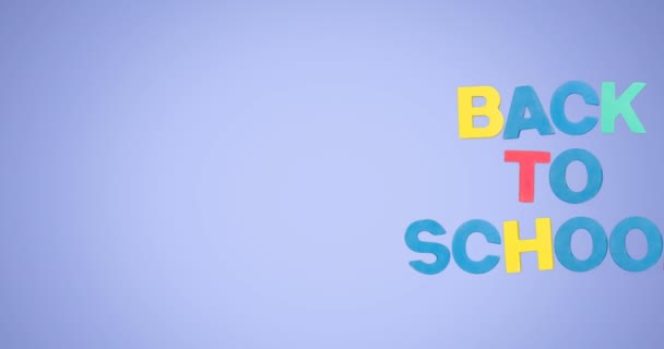 Animación Del Texto Regreso Escuela Sobre Fondo Azul Escuela Educación — Vídeos de Stock