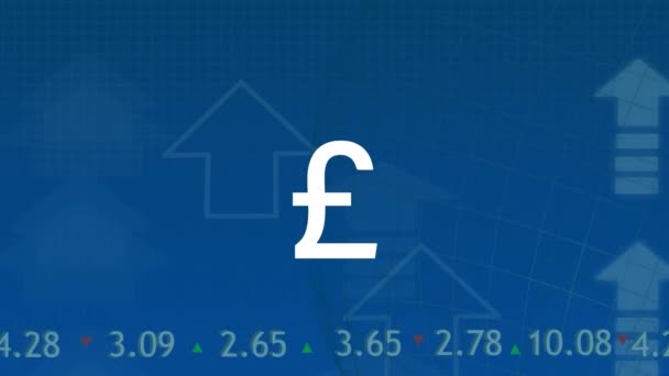 Animación Libra Esterlina Firmar Sobre Procesamiento Datos Financieros Finanzas Globales — Vídeos de Stock