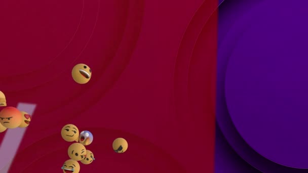 Animatie Van Emoji Rode Blokjes Met Procent Symbool Drijvend Paarse — Stockvideo