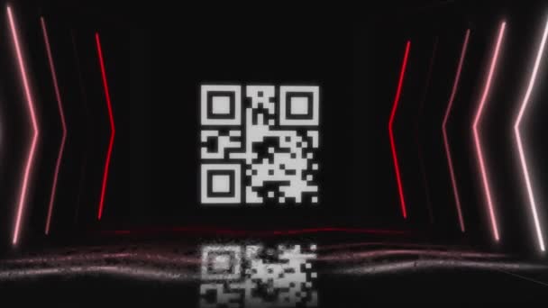 Animación Digital Código Brillante Con Efecto Sombra Sobre Líneas Rojas — Vídeos de Stock