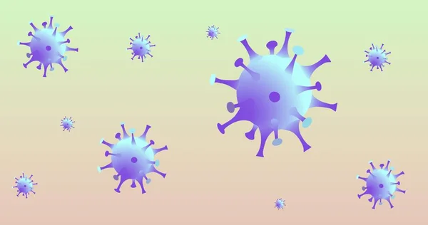 Zusammensetzung Von Covid Viruszellen Auf Grünem Hintergrund Global Covid Pandemiekonzept — Stockfoto