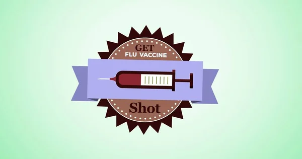 Zusammensetzung Des Grippeimpfstoffs Text Und Spritze Symbol Auf Grünem Hintergrund — Stockfoto
