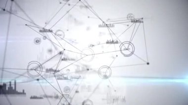Gri arkaplan üzerinde bağlantı ağı ve veri işleme ağının dijital animasyonu. küresel ağ ve teknoloji kavramı