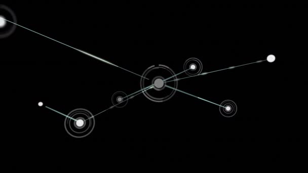黒の背景に対する接続のネットワークのデジタルアニメーション 世界的なネットワーキングと接続技術の概念 — ストック動画
