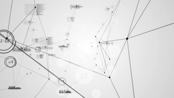 数字动画网络中的连接和数据处理的灰色背景 全球联网和技术概念 — 图库视频影像