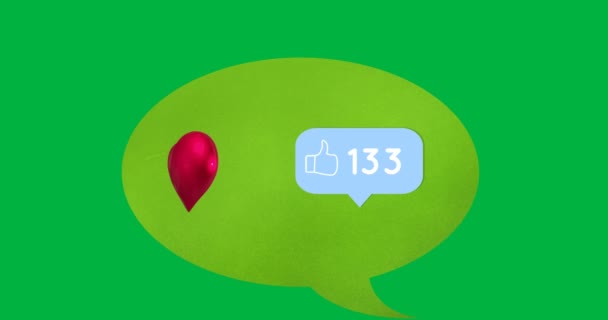 Red Heart Icon Icon Increasing Numbers Green Speech Bubble Green — Stock Video