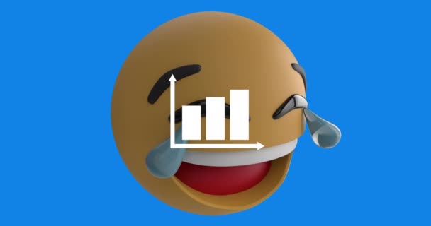 Animasi Digital Ikon Grafik Batang Atas Emoji Wajah Tertawa Terhadap — Stok Video