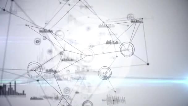 Animazione Digitale Rete Connessioni Elaborazione Dati Sfondo Grigio Concetto Globale — Video Stock