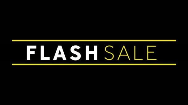 Animación Digital Banner Texto Venta Flash Contra Fondo Negro Descuento — Vídeo de stock