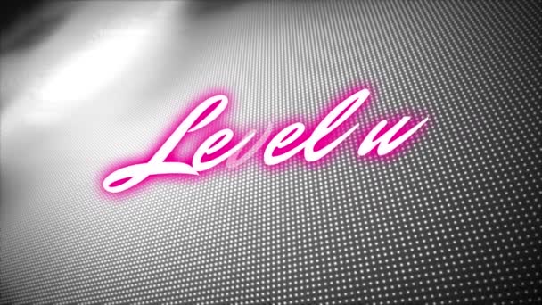 Digitális Animáció Neon Rózsaszín Szint Felfelé Szöveg Ellen Pontozott Texturált — Stock videók