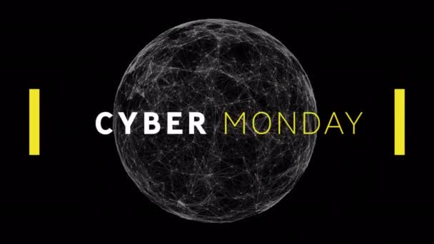Cyber Maandag Tekst Banner Tegen Globe Van Het Netwerk Van — Stockvideo