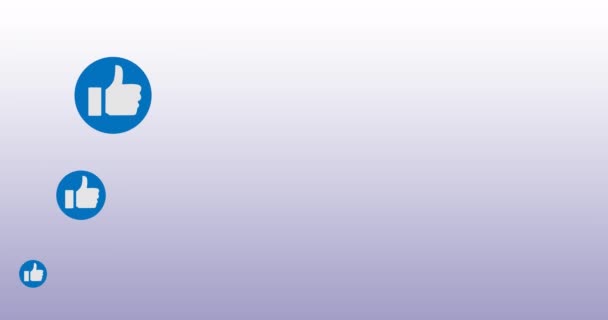 Цифровая Анимация Множественных Иконок Синем Круглом Баннере Плавающих Градиентном Фоне — стоковое видео
