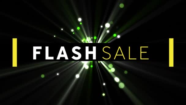 Animación Digital Banner Texto Venta Flash Contra Manchas Verdes Luz — Vídeo de stock