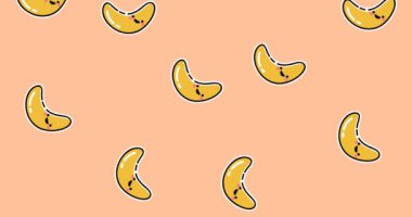 Yeşil arka planda yüzen tek bir muzun animasyonu. tropikal meyve, refah, yaz ve tatil konsepti dijital olarak üretilen video.