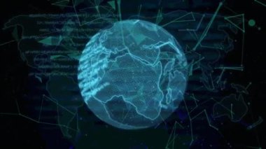 Dünya üzerindeki bağlantı ağının animasyonu. iletişim teknolojisi, veri paylaşımı ve dijital arayüz konsepti dijital olarak oluşturulmuş video.