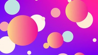 Renkli arka planda uçuşan renkli noktaların animasyonu. parti ve kutlama konsepti dijital olarak oluşturulmuş video.