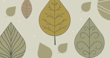 Bej arka planda renkli yaprakların canlandırılması. tropikal yaban hayatı ve macera konsepti dijital olarak oluşturulmuş video.