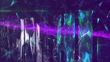 Mavi arkaplandaki bağlantı ağının canlandırılması. iletişim teknolojisi, veri paylaşımı ve dijital arayüz konsepti dijital olarak oluşturulmuş video.