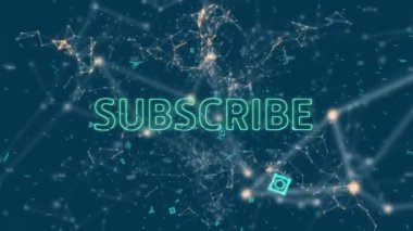 Bağlantı ağı üzerinden abone metninin canlandırılması. iletişim teknolojisi, veri paylaşımı ve dijital arayüz konsepti dijital olarak oluşturulmuş video.