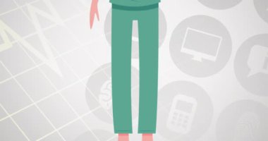 Doktor simgesinin gri arkaplandaki dijital simgelerin üzerinde canlandırılması. küresel covid 19 salgın konsepti dijital olarak oluşturulmuş video.