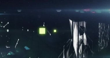 Bağlantı ağı olan ekranların animasyonu. iletişim teknolojisi, veri paylaşımı ve dijital arayüz konsepti dijital olarak oluşturulmuş video.