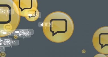 Yeşil arkaplanda medya simgelerinin canlandırılması. iletişim teknolojisi, veri paylaşımı ve dijital arayüz konsepti dijital olarak oluşturulmuş video.