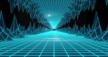 Dijital tüneldeki tarama alanının animasyonu. iletişim teknolojisi, veri paylaşımı ve dijital arayüz konsepti dijital olarak oluşturulmuş video.