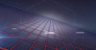 Medya simgelerinin üzerinde hareket eden şekillerin animasyonu. iletişim teknolojisi, veri paylaşımı ve dijital arayüz konsepti dijital olarak oluşturulmuş video.